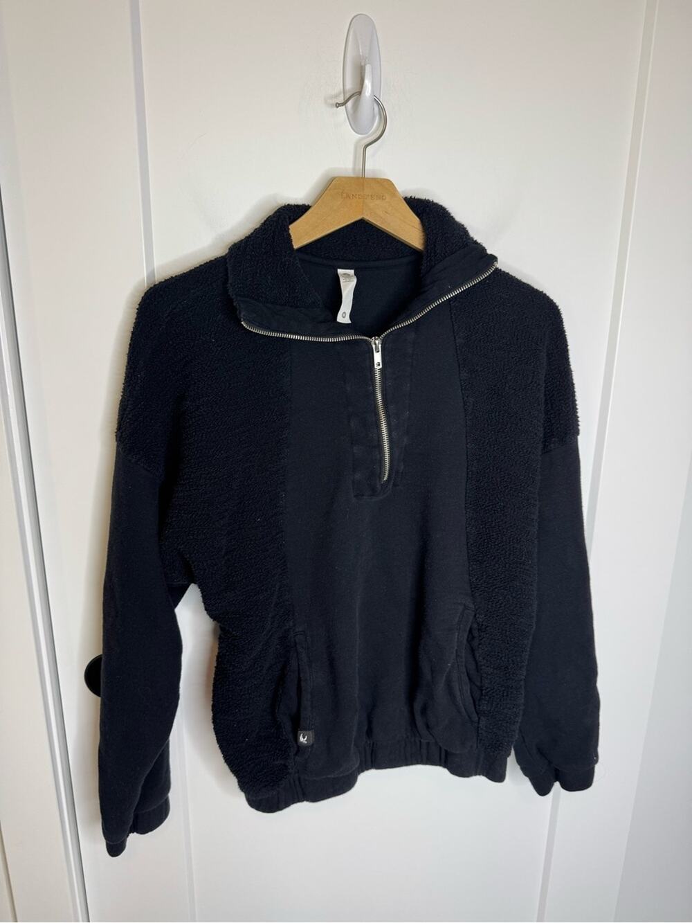 Glyder Cotton Terry Fleece Half Zip Pullover Sweatshirt Black Size Medium